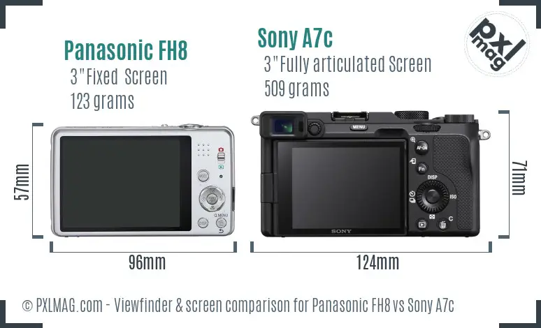 Panasonic FH8 vs Sony A7c Screen and Viewfinder comparison