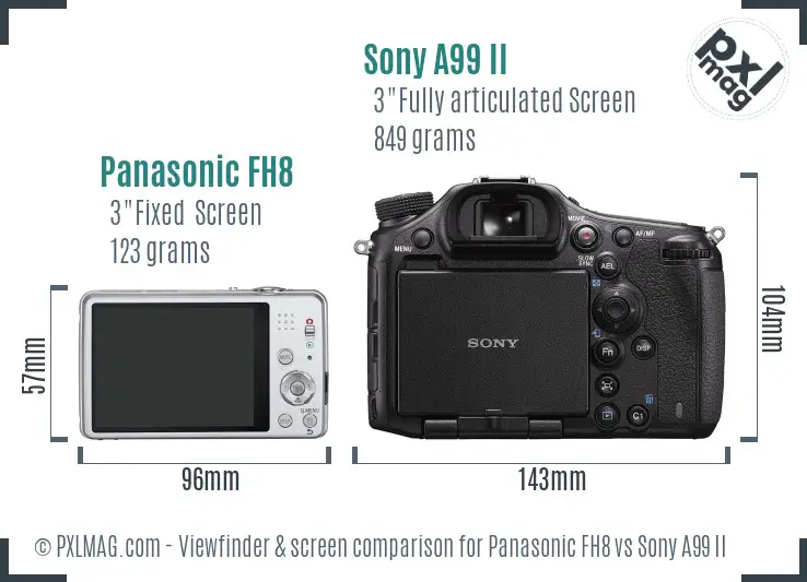 Panasonic FH8 vs Sony A99 II Screen and Viewfinder comparison