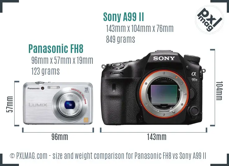 Panasonic FH8 vs Sony A99 II size comparison