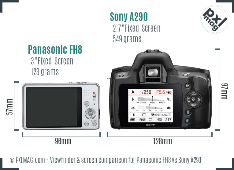 Panasonic FH8 vs Sony A290 Screen and Viewfinder comparison