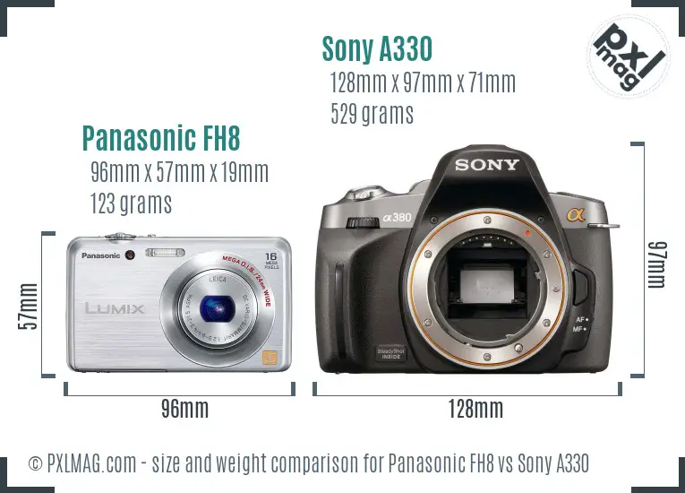 Panasonic FH8 vs Sony A330 size comparison