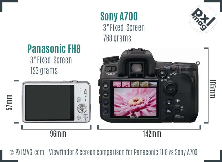 Panasonic FH8 vs Sony A700 Screen and Viewfinder comparison