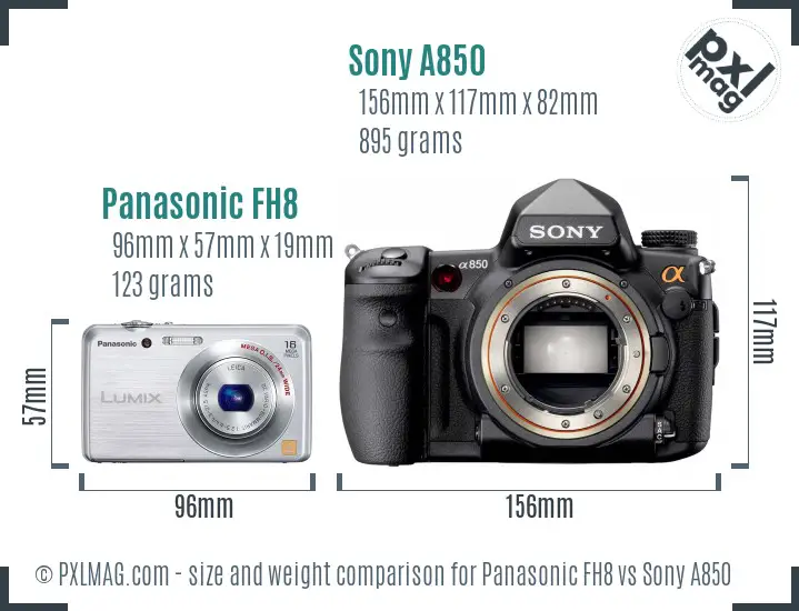 Panasonic FH8 vs Sony A850 size comparison