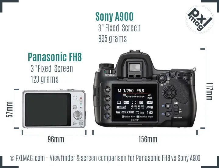 Panasonic FH8 vs Sony A900 Screen and Viewfinder comparison