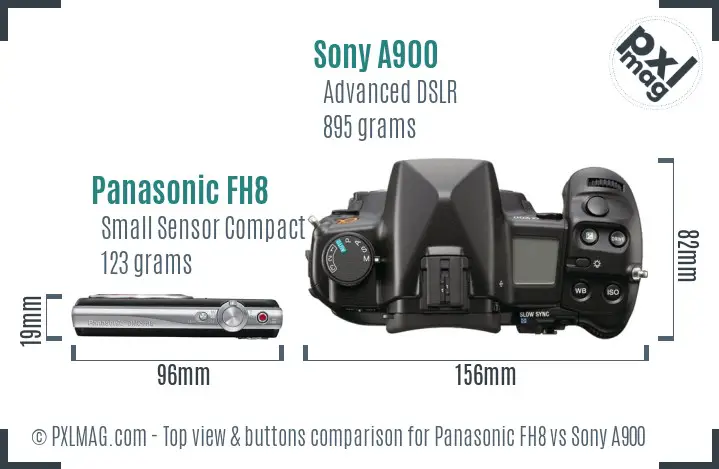 Panasonic FH8 vs Sony A900 top view buttons comparison