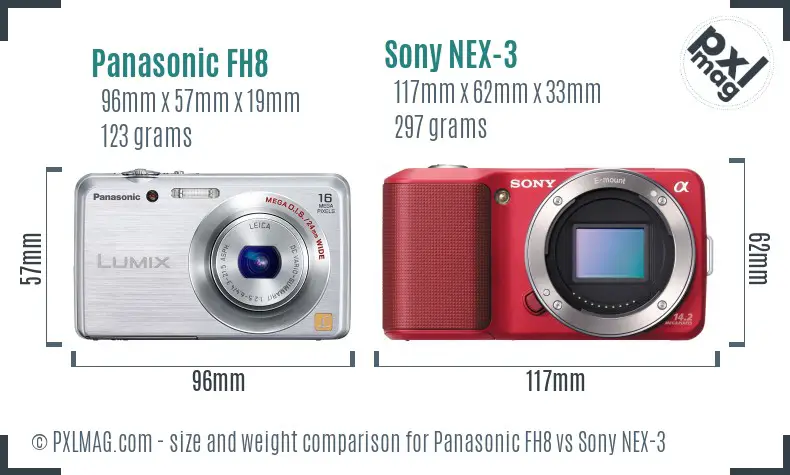Panasonic FH8 vs Sony NEX-3 size comparison