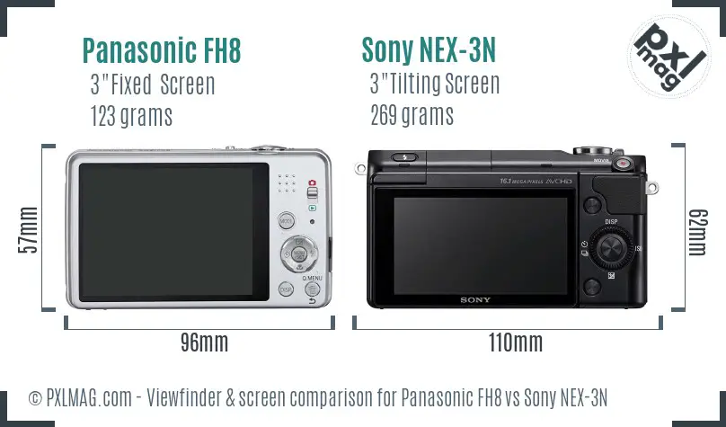 Panasonic FH8 vs Sony NEX-3N Screen and Viewfinder comparison