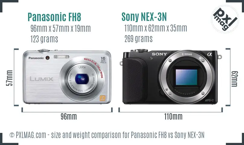 Panasonic FH8 vs Sony NEX-3N size comparison