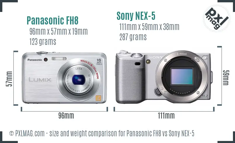 Panasonic FH8 vs Sony NEX-5 size comparison