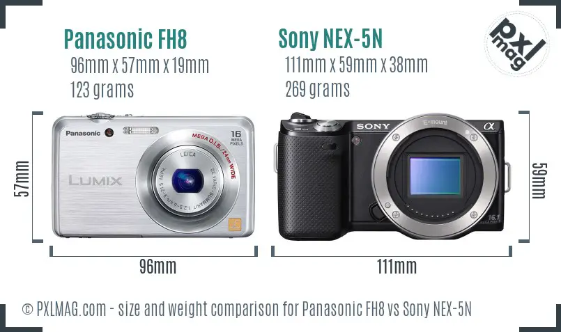 Panasonic FH8 vs Sony NEX-5N size comparison