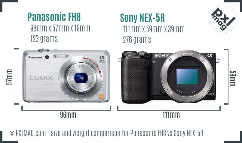 Panasonic FH8 vs Sony NEX-5R size comparison