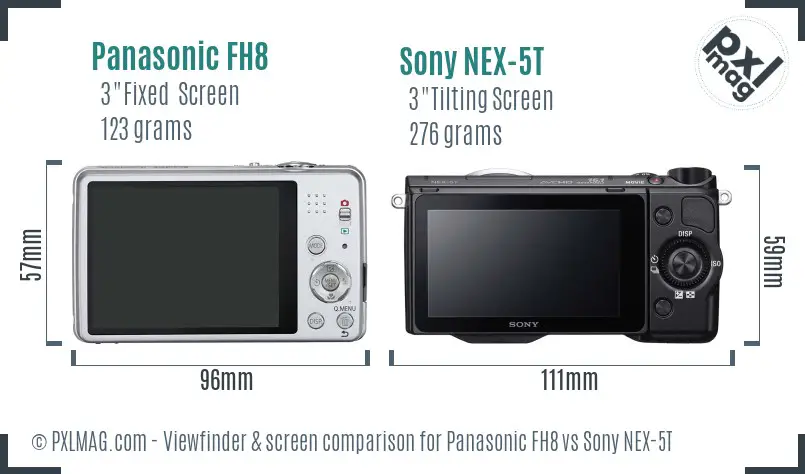 Panasonic FH8 vs Sony NEX-5T Screen and Viewfinder comparison
