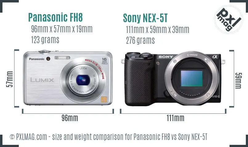 Panasonic FH8 vs Sony NEX-5T size comparison