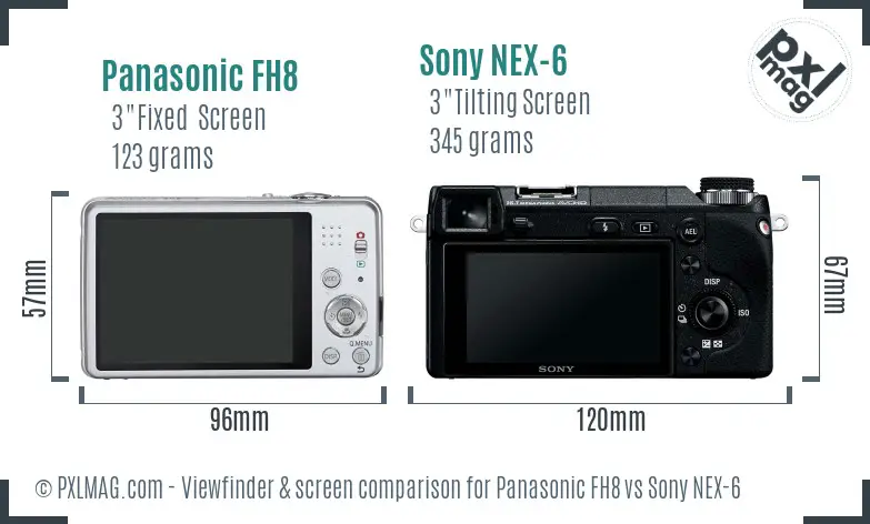 Panasonic FH8 vs Sony NEX-6 Screen and Viewfinder comparison
