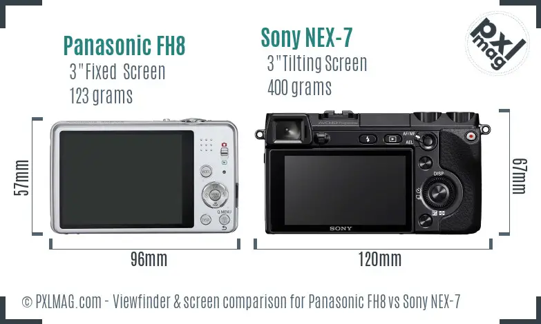 Panasonic FH8 vs Sony NEX-7 Screen and Viewfinder comparison