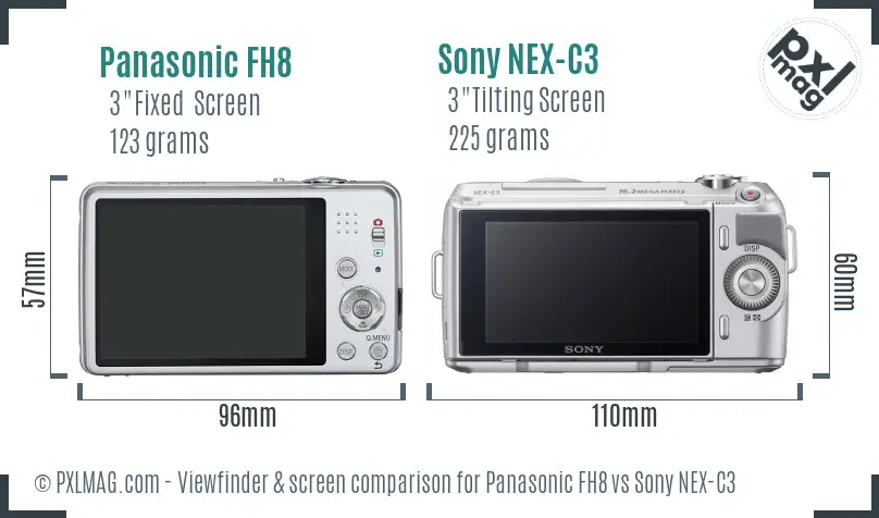 Panasonic FH8 vs Sony NEX-C3 Screen and Viewfinder comparison