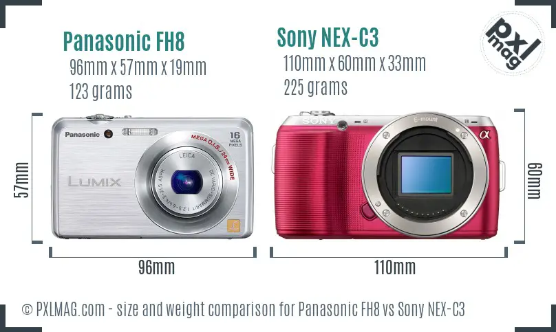 Panasonic FH8 vs Sony NEX-C3 size comparison
