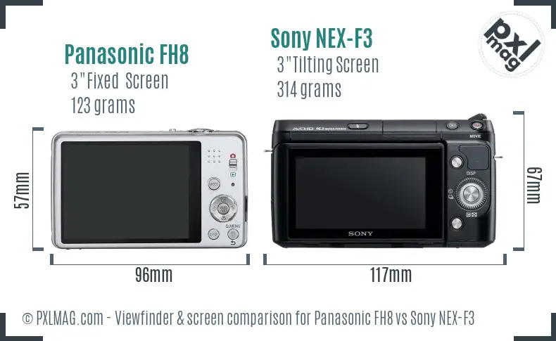 Panasonic FH8 vs Sony NEX-F3 Screen and Viewfinder comparison