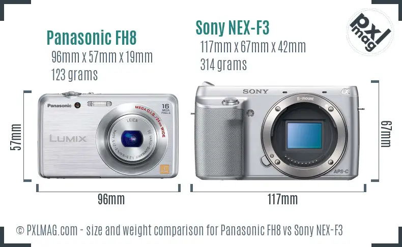 Panasonic FH8 vs Sony NEX-F3 size comparison