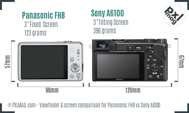 Panasonic FH8 vs Sony A6100 Screen and Viewfinder comparison
