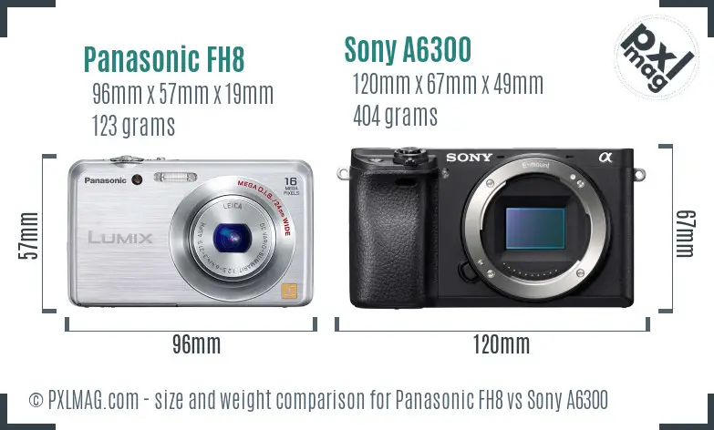 Panasonic FH8 vs Sony A6300 size comparison