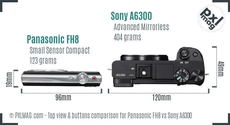 Panasonic FH8 vs Sony A6300 top view buttons comparison