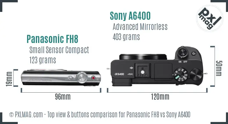 Panasonic FH8 vs Sony A6400 top view buttons comparison