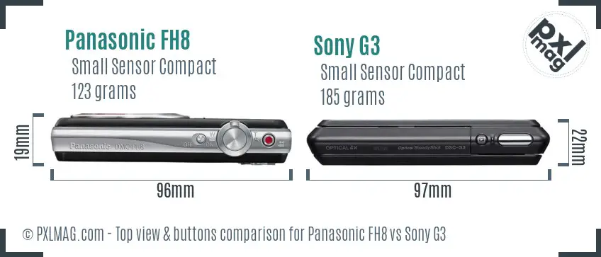 Panasonic FH8 vs Sony G3 top view buttons comparison