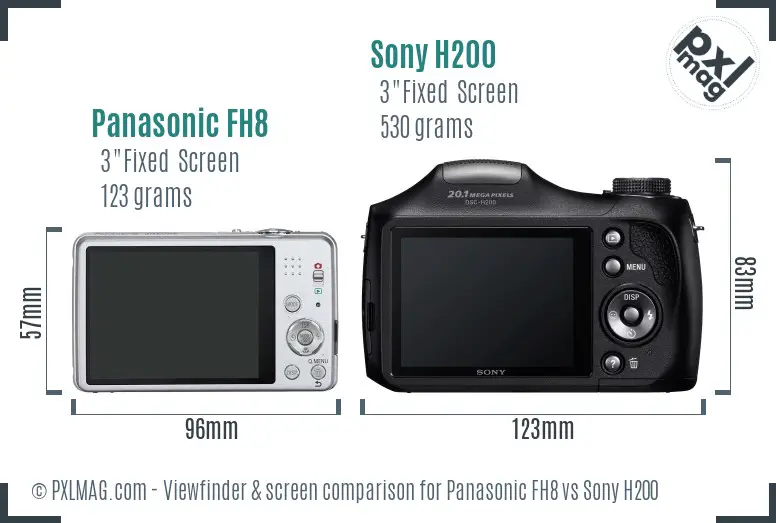 Panasonic FH8 vs Sony H200 Screen and Viewfinder comparison