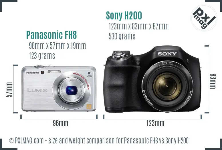 Panasonic FH8 vs Sony H200 size comparison