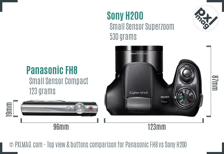 Panasonic FH8 vs Sony H200 top view buttons comparison