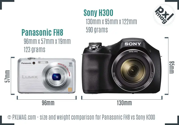 Panasonic FH8 vs Sony H300 size comparison