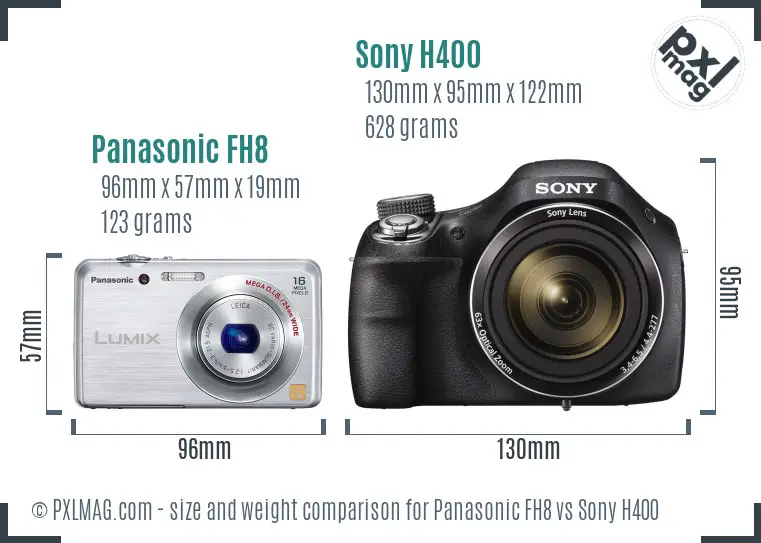 Panasonic FH8 vs Sony H400 size comparison