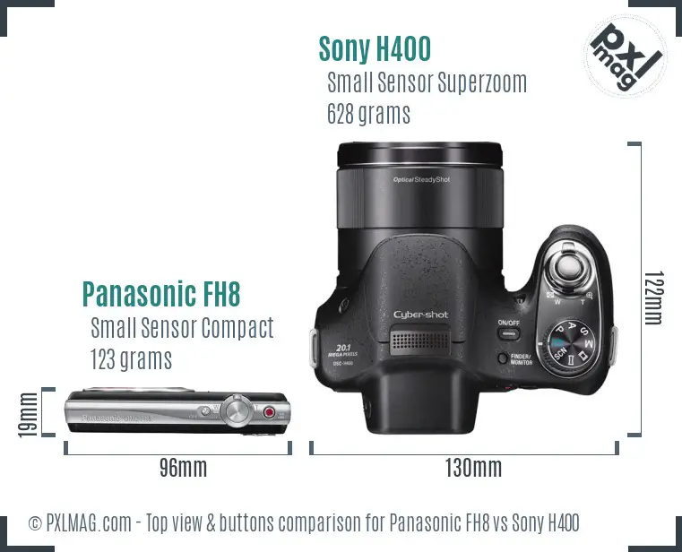Panasonic FH8 vs Sony H400 top view buttons comparison