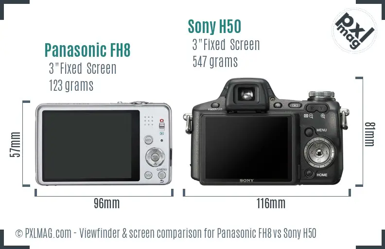 Panasonic FH8 vs Sony H50 Screen and Viewfinder comparison