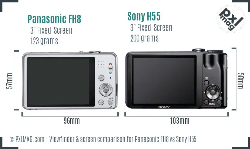 Panasonic FH8 vs Sony H55 Screen and Viewfinder comparison