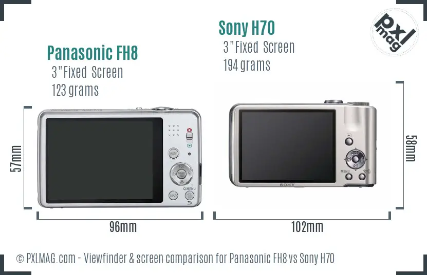 Panasonic FH8 vs Sony H70 Screen and Viewfinder comparison