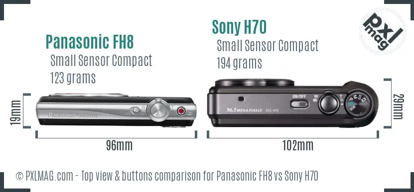 Panasonic FH8 vs Sony H70 top view buttons comparison