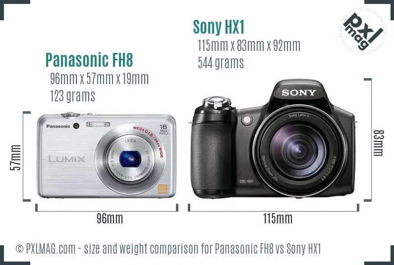 Panasonic FH8 vs Sony HX1 size comparison