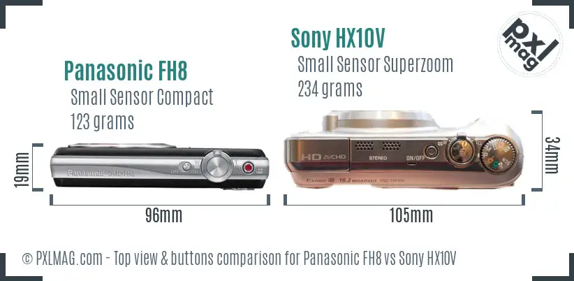Panasonic FH8 vs Sony HX10V top view buttons comparison