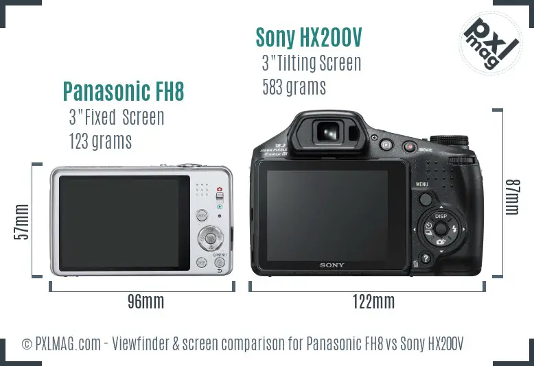 Panasonic FH8 vs Sony HX200V Screen and Viewfinder comparison