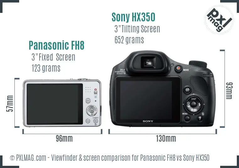 Panasonic FH8 vs Sony HX350 Screen and Viewfinder comparison