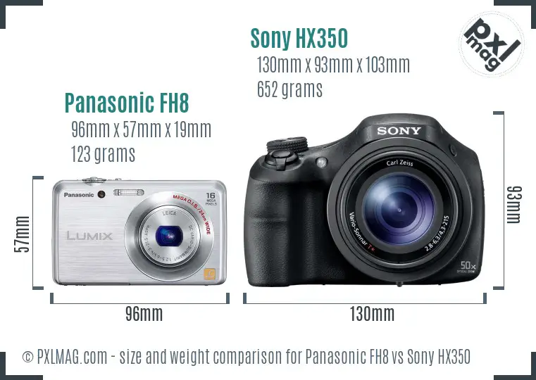 Panasonic FH8 vs Sony HX350 size comparison