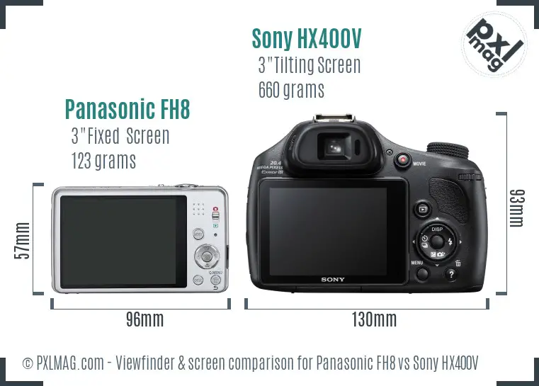 Panasonic FH8 vs Sony HX400V Screen and Viewfinder comparison