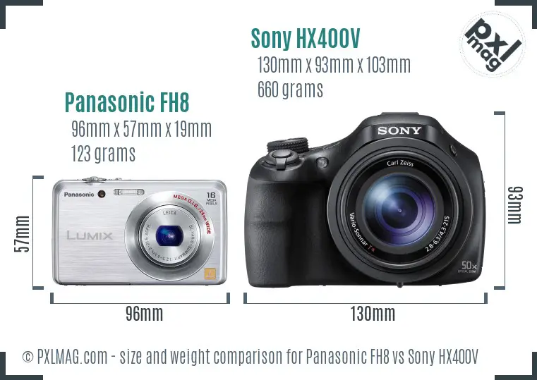 Panasonic FH8 vs Sony HX400V size comparison