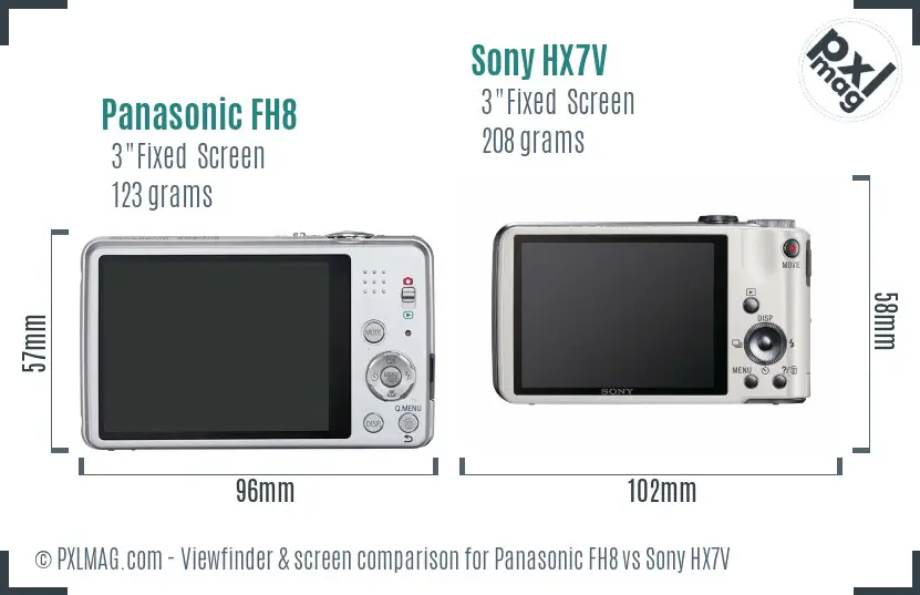 Panasonic FH8 vs Sony HX7V Screen and Viewfinder comparison