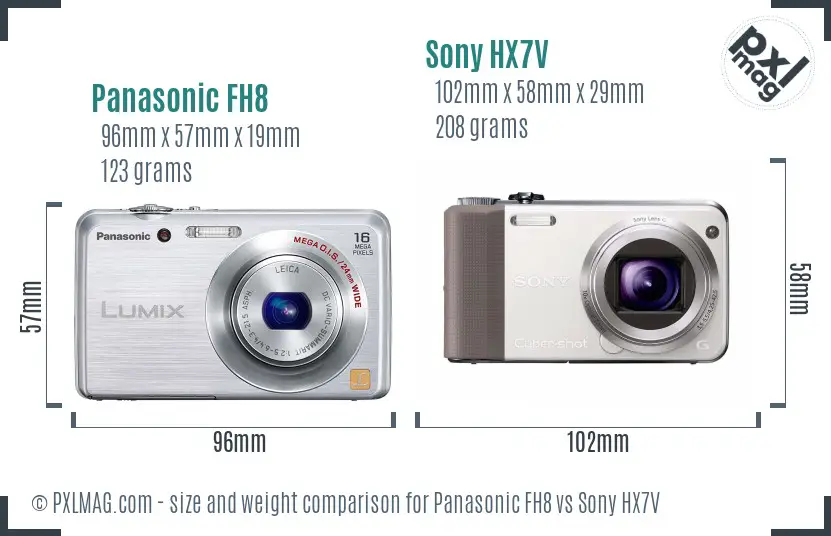 Panasonic FH8 vs Sony HX7V size comparison