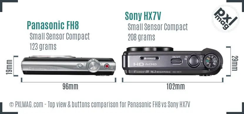 Panasonic FH8 vs Sony HX7V top view buttons comparison