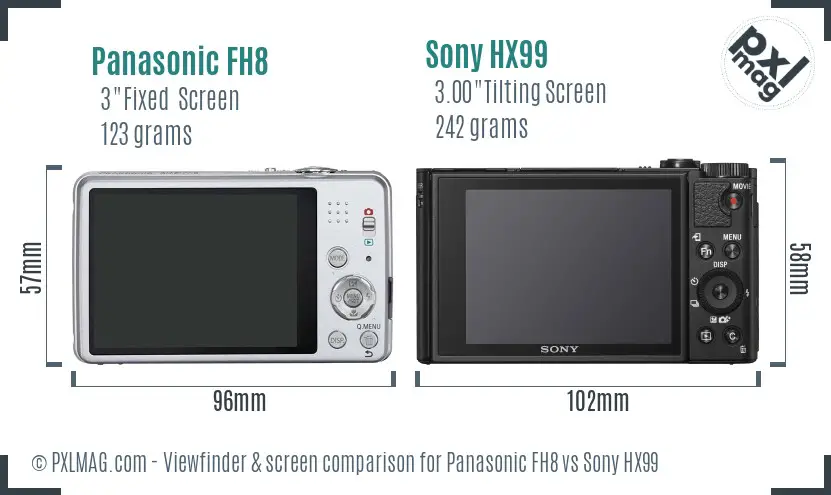 Panasonic FH8 vs Sony HX99 Screen and Viewfinder comparison Panasonic FH8 vs Sony HX99 Screen and Viewfinder comparison