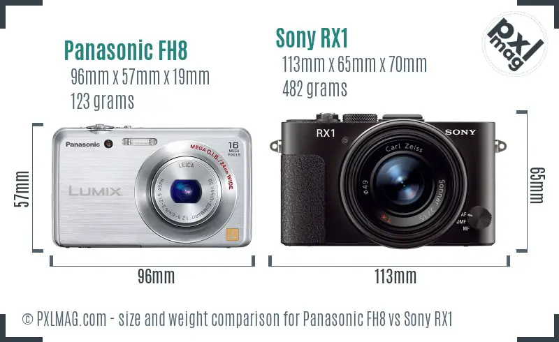 Panasonic FH8 vs Sony RX1 size comparison